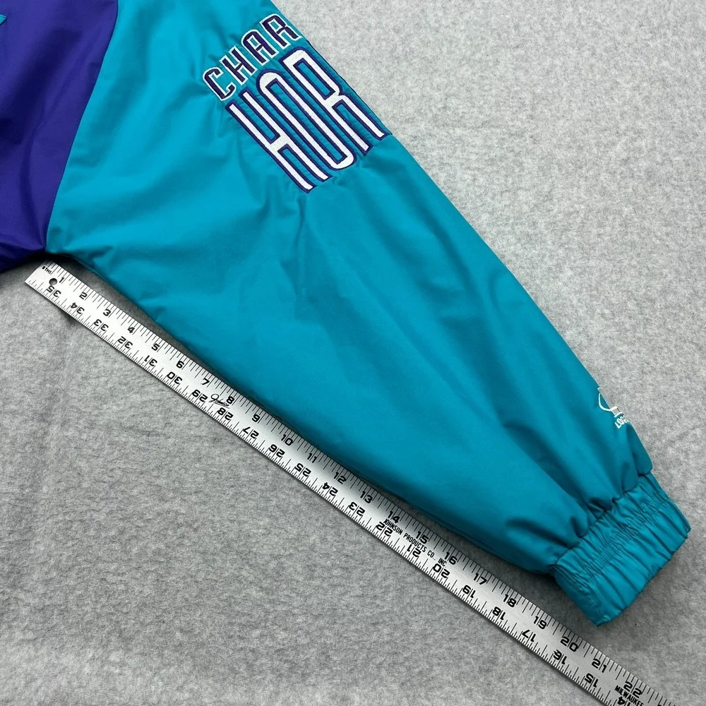 VTG Logo Athletic Charlotte Hornets Sharktooth Windbreaker Jacket Men's XL 90s** - Picture 12 of 16